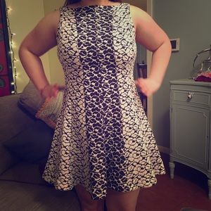 Navy and white floral dress